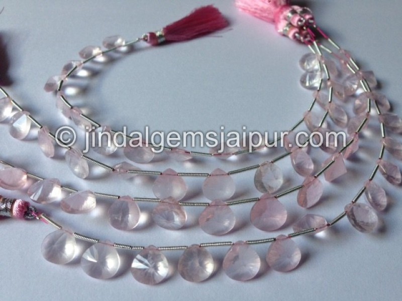 Rose Quartz Double Concave Heart Shape Beads